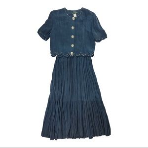 Scott Taylor Womens 2 Piece Dress Set Western Conchos Long Skirt Size 10